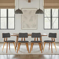Armen Living Jaguar Mid-Century Dining Chair in Walnut Wood and Charcoal Fabric - Set of 4