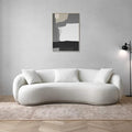 Acanva Mid Century Modern Curved Living Room Sofa, 4-Seat Boucle Fabric Couch for Bedroom, Office, Apartment, White