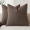 Foindtower Set of 2 Decorative Linen Check Throw Pillow Covers Neutral Farmhouse Vintage Cushion Covers Modern Boho Home Decor for Sofa Chair Couch Bedroom Living Room Outdoor,26×26 Inch,Dark Brown