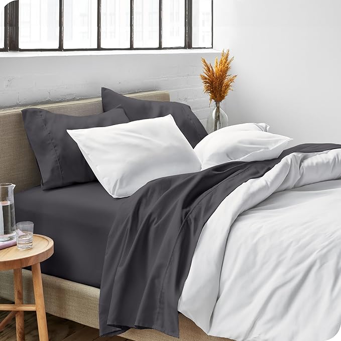 Bare Home King Sheet Set - 1800 Ultra-Soft Microfiber King Bed Sheets - Double Brushed - Deep Pockets - Easy Fit - Extra Soft - 4 Piece Set - Bedding Sheets & Pillowcases (King, Forged Iron Grey)