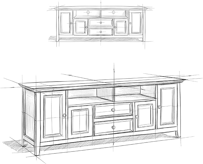 SIMPLIHOME Amherst 72-inch Wide Solid Wood TV Stand in Brunette Brown, Transitional-Style Media Console for Living Room with Cable Management and Adjustable Shelves, Fits 80" TVs