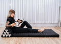 Leewadee 3-Fold Mat XXL with Triangle Cushion – Firm TV Pillow, Foldable Mattress with Cushion Made of Eco-Friendly Kapok, 67 x 31 inches, Black