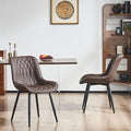 YOUNIKE Brown Dining Chairs Set of 2 with High Backs Mid Century Modern Kitchen & Dining Room Chairs PU Faux Leather Upholstered Wide Accent Chair Comfortable Large Padded Living Waiting Guest Room