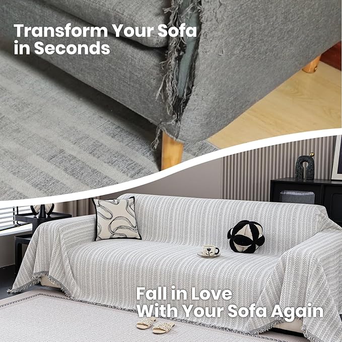 Nobildonna Sofa Chair Cover Waterproof Soft Thicken Chenille Cushion Couch Cover with Tassels,Washable Sofa Slipcovers for Armchair Recliner Sectional Furniture Protector, Beige 71"x71"