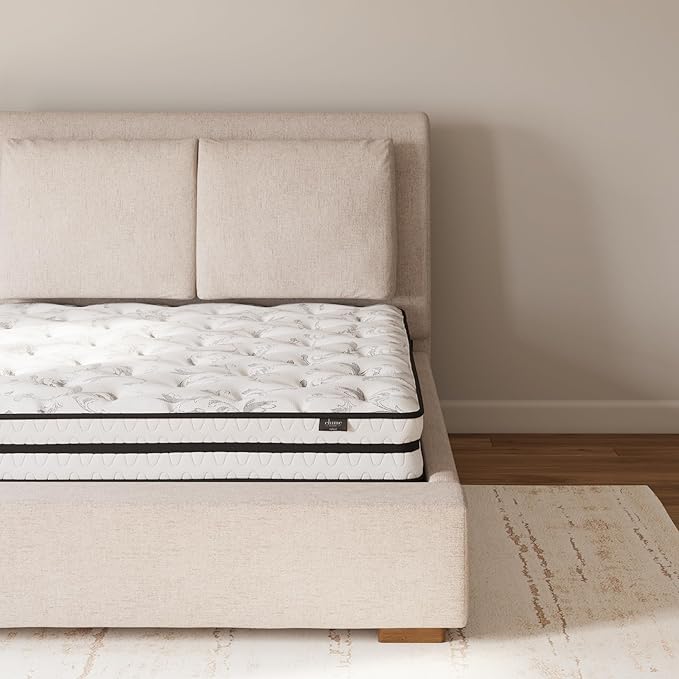 Signature Design by Ashley Full Size Chime 8 Inch Medium Firm Innerspring Mattress with Pressure Relief Quilt Foam, Fiberglass Free, Mattress In A Box