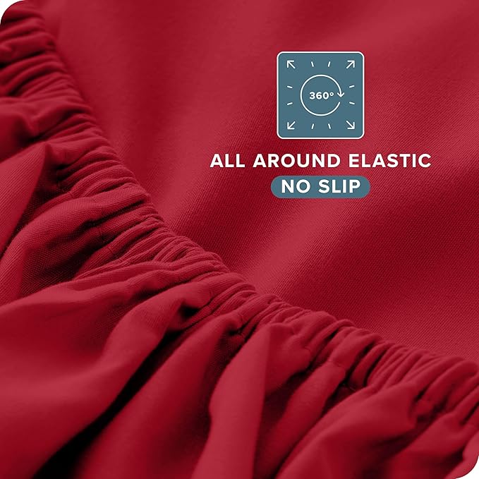 Bare Home California King Sheet Set - 1800 Ultra-Soft Microfiber Cal King Bed Sheets - Double Brushed - Deep Pockets - Easy Fit - 4 Piece Set - Bed Sheets (California King, Red)