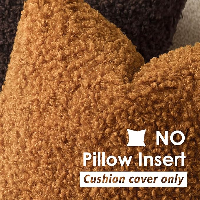 Foindtower 2 Pieces 20x20 Inch Orange, Faux Fur Throw Pillow Cover Accent Sherpa Furry Pillow Covers Fuzzy Soft Pillowcases Cozy Sheepskin Decorative Fleece Cushion Case for Bed Couch Living Room