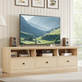 GarveeHome TV Stand for 65/70/75 Inch TV, Entertainment Center with Storage Drawer, Mid-Century Modern TV Console with Open Shelves, 70in Media TV Cabinet for Living Room, Bedroom, Light Oak
