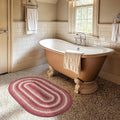 Autumn Maple Burgundy and Tan Oval Braided Rug, Jute, 27"x45" - Rustic Primitive Decor for Entryway, Kitchen, Everywhere