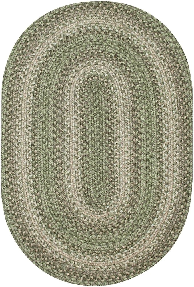 Homespice Grassland Rustic Braided Rugs 20x30 - Oval Sage Green Kitchen Rug of Jute for Country Decor