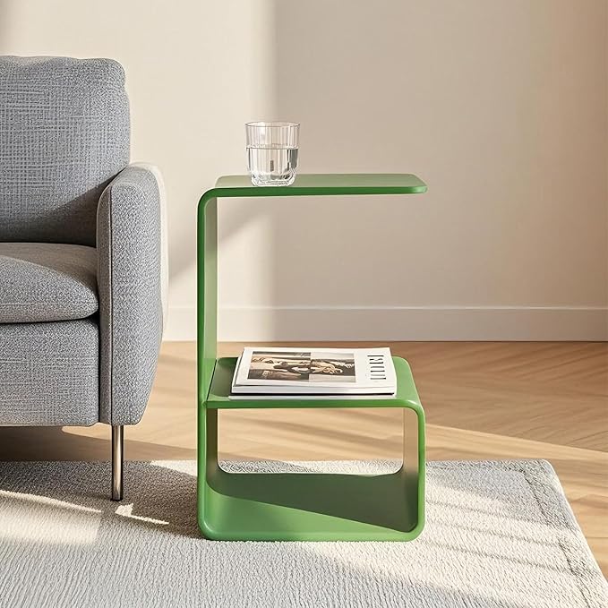 Acrylic End Table for Nightstand,21" H C-Shaped End Table for Living Room,Bathroom,Bedside Table for Bedroom.Side Tables for Living Room for Small Spaces