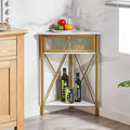 VECELO Cabinet/Table, 3-Tier Display Shelves with Protection Door, Metal Frame Storage Shelf Organizer for Small Space, Living Room, Kitchen, Bathroom, Set of 1, Gold+Black