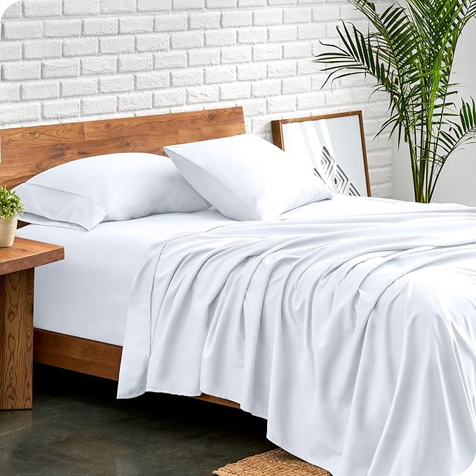Bare Home Split King Sheet Set - 1800 Ultra-Soft Microfiber Split Sheets - Double Brushed - Deep Pockets - Easy Fit - 5 Piece Set - Bed Sheets & Pillowcases (Split King, White)
