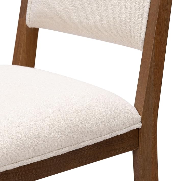 Plank+Beam Sereno Bar Stool, 30", Set of 2, Sturdy Wood Modern Kitchen Bar Height Stool, Upholstered Cushion Bar Chair with Back, Pecan/Ivory