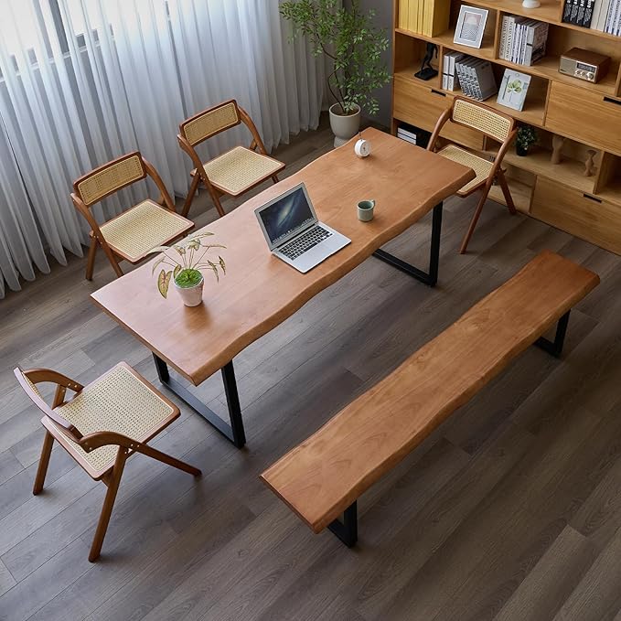 Brown Bench Wooden Long Bench with Metal Legs for Office Restaurant Living Room Meeting Room Indoor Seating Multiple (tan bench78.74in)