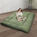 Japanese Floor Mattress,4" Thicken Japanese Floor Sleeping Pad Foldable,Futon Mattress Suitable for Camping and Guest Room (Green, Queen (80" X 60"))