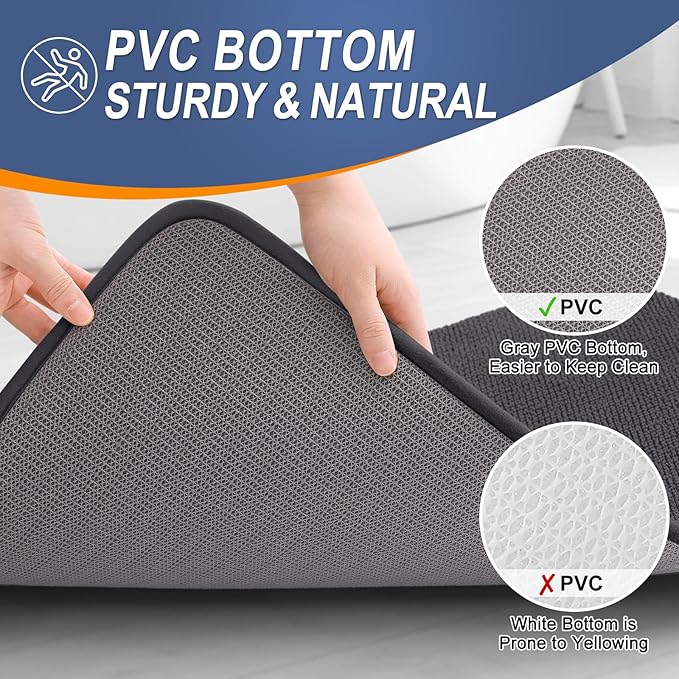 OLANLY Thick Memory Foam Bath Mat Rug 44x24, Extra Soft Absorbent Bathroom Rug, Quick Dry Bath Mats, Non-Slip, Machine Washable Carpet for Bathroom, Tub and Shower, Home Decor Accessories, Dark Grey