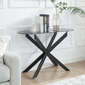 Modern Glass Oval Console Table, Entryway Hallway Narrow Sofa Table, Entrance for Entryway, Living Room, Foyer, Hallway, Office， 45" Lx18 Wx30 H Black
