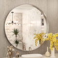TokeShimi Round Mirror 30 Inch Brushed Silver Round Bathroom Mirror for Wall Non-Rusting Aluminum Alloy Brushed Silver Metal Frame Modern Circle Mirror Fit in Minimalist Multi Style for Decor