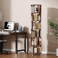 KEIKI 360° Spinning Revolving Bookcase, Solid Wood 6 Tier Rotating Bookshelf with Storage, Narrow Tall Book Rack & Art Deco Bookshelf Organizer, Walnut