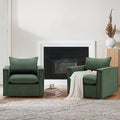 COLAMY Swivel Accent Chair Set of 2, 34 Inches Wide Upholstered Arm Chair with Plump Back Pillow, Modern Sofa Living Room Chair for Bedroom, Corner, Reading Nook-Green