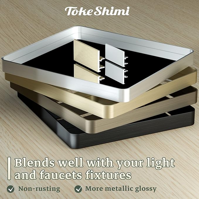TokeShimi 55 x 36 Inch Brushed Gold Bathroom Mirror for Wall Vanity Mirror with Non-Rusting Aluminum Alloy Metal Frame for Modern Minimalist Farmhouse Home Decor (Horizontal/Vertical)