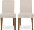 Christopher Knight Home Kuna Contemporary Upholstered Dining Chair (Set of 2), Beige + Weathered Brown
