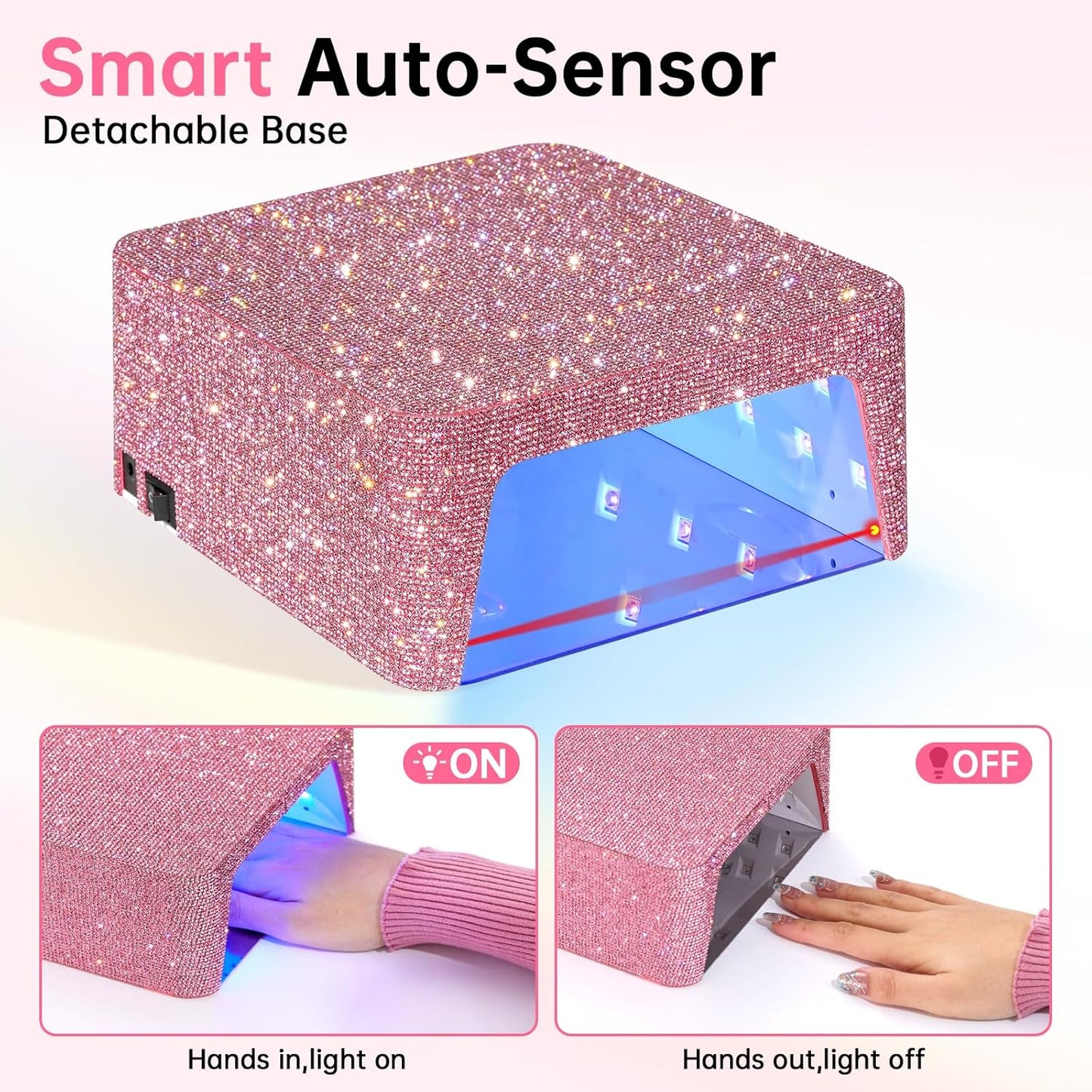 Cordless UV Nail Lamp for Gel Polish 96W,Rechargeable LED Nail Light Professional Nail Dryer with 4 Timer Setting,Touch Control & Auto Sensor,Fast Curing lamp for Salon & Home