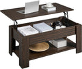 Yaheetech Lift Top Coffee Table with Hidden Compartment and Storage Shelf, Rising Tabletop Dining Table for Living Room Reception Room, 38.6in L, Espresso