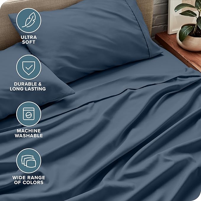 Bare Home Twin XL Sheet Set - College Dorm Size - Luxury 1800 Ultra-Soft Microfiber Twin Extra Long Bed Sheets - Deep Pockets - Easy Fit - Extra Soft - 3 Piece Set - Bed Sheets (Twin XL, Bering Sea)