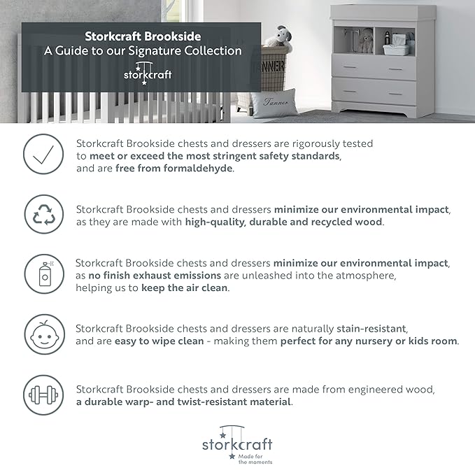 Storkcraft Brookside 6-Drawer Dresser (Black) – GREENGUARD Gold Certified, Nursery & Kids Storage, Nursery Essentials, Kids Room Storage, Durable Bedroom Dresser