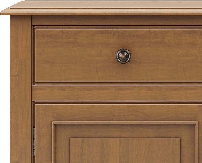 SIMPLIHOME Connaught 40-inch Wide Solid Wood Storage Cabinet in Light Golden Brown for Entryway, Living Room , Organizer for Hats, Gloves, Shoes, Keys, Slim Design, Traditional Style
