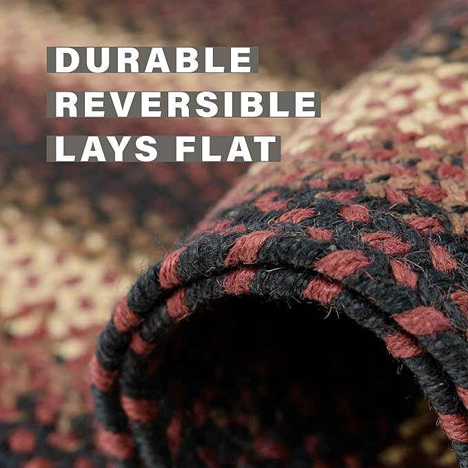 Homespice Prescott Braided Jute Oval Area Rugs 8x10' - Primitive Country Rugs for Living Room and Living Room
