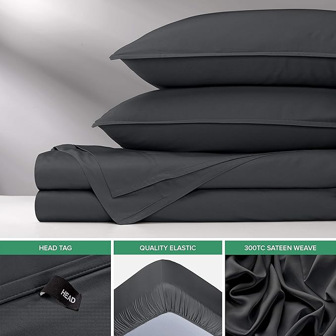 Twin XL Sheets by Pure Bamboo, Genuine 100% Organic Viscose Derived from Bamboo Bed Sheet Set, Luxuriously Soft & Cooling, Double Stitching, Lifetime Quality Promise (Twin XL, Charcoal)