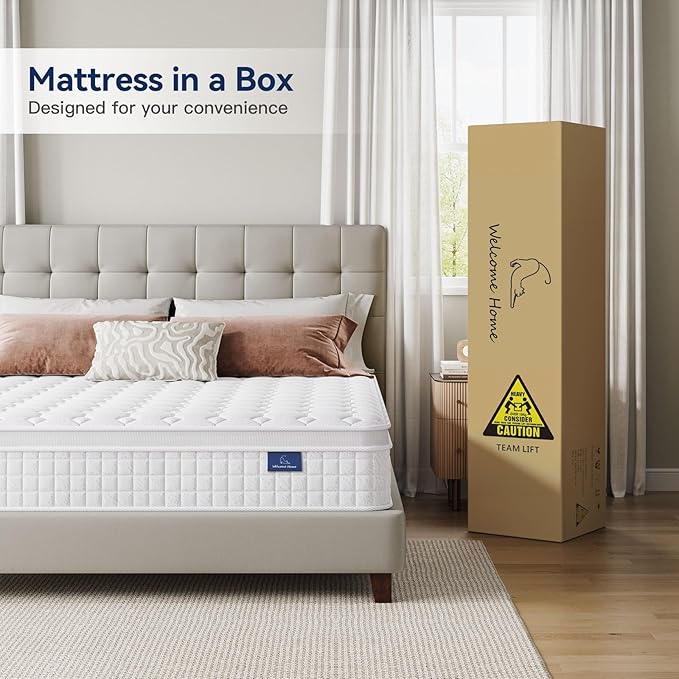 Vesgantti Full Mattress 10 Inch Innerspring Multilayer Hybrid Full Mattresses - Ergonomic Design with Memory Foam and Pocket Spring Mattress Full Size, Medium Firm Feel, White