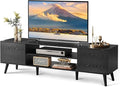 WLIVE TV Stand for 65 70 inch TV, Entertainment Center with Storage Cabinets, Rustic TV Console for Living Room Decor, Black