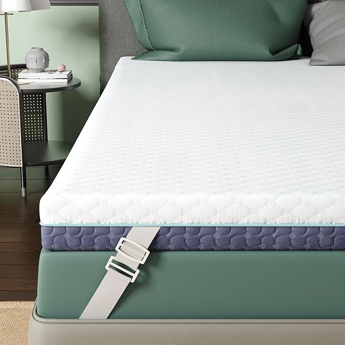 2 Inch Dorm Mattress Topper Twin XL Size, Memory Foam Mattress Topper for Back Pain Relief, Dorm Room Bed Topper with 2-Sided Breathable Cover, Ergonomic 5-Zone Design, Dorm Room Essentials
