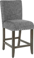 Homepop Home Decor | Nailhead Trim Counter Height Bar Stools | 24 Inch Bar Stools | Decorative Home Furniture (Slate Gray)