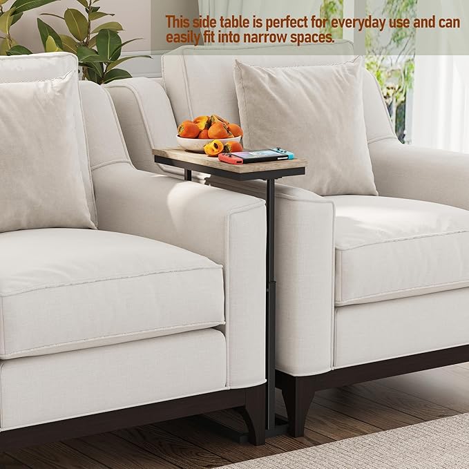TUTOTAK End Table, Side Table, Tall Couch Table, Sofa Table, Living Room, Bedroom, Greige TB01BG083