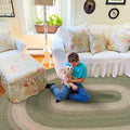 Homespice Grassland Oval Braided Rug 5x8' - Rustic Jute Braided Sage Green Rugs for Bedroom and Living Room