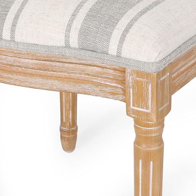 Phinnaeus Dining Chairs - Wood - Gray Stripes/Light Beige (Set of 2)