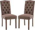 Tufted Upholstered Parsons Dining Chair Set Fabric Diner Accent Stylish Modern Kitchen Living Room with Button Sturdy Solid Wood Legs