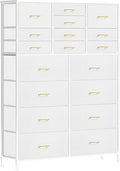 Large Dresser for Bedroom with 18 Drawers, Tall Fabric Storage Cabinet, Chest of Drawers for Closet, Nursery, Bedside, Living Room, Entryway, Hallway (White)