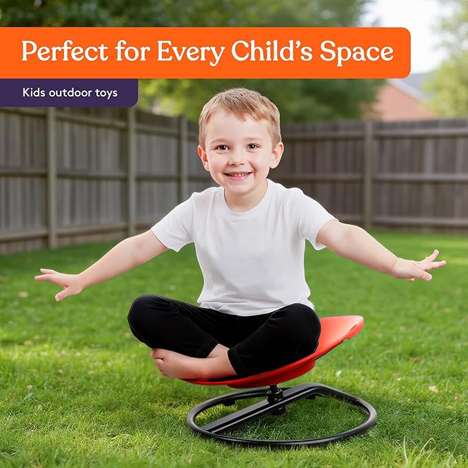 Special Supplies Smile Spinning Chair for Kids- Versatile Kids Sit and Spin Sensory Chair for Training Body Coordination for Playroom, Bedroom, or Nursery (Red)