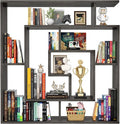 armocity 6 Tier Display Book Shelf Wall Mounted Bookshelf Freestanding Geometric Bookcase Floating Book Shelves for Wall Bedroom Living Room Home Office, 45.5"(W) * 47"(H), Grey Oak