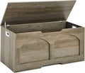 Storage Chest, 31.5" Retro Wooden Storage Bench, Entryway Storage Trunk, Supports 330 lb, Upgraded Safety Lift Support Hinge, Entryway Bench, U-Shaped Opening for Entryway Living Room, Grey