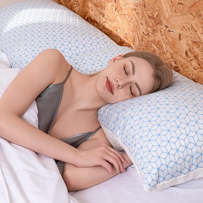 Firm Pillows Standard Size for Bed Shredded Memory Foam Pillows Adjustable, Cooling Pillow Soft and Supportive for Side Back Stomach Sleepers
