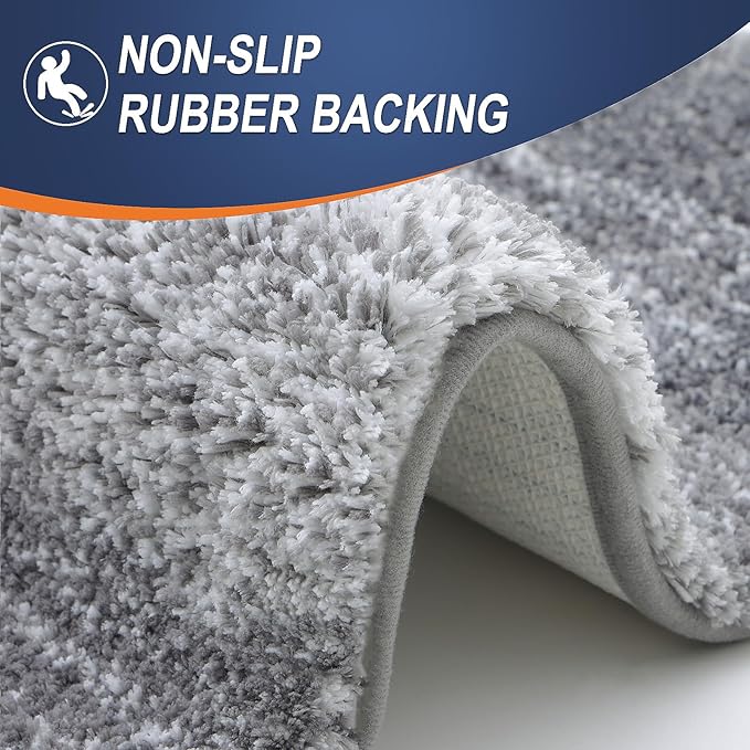 OLANLY Bathroom Rugs Mat 30x20, Extra Soft Absorbent Microfiber Bath Rugs, Rubber Backing, Quick Dry, Machine Washable Bath Mats for Bathroom Floor, Tub and Shower, Home Decor Accessories, Grey