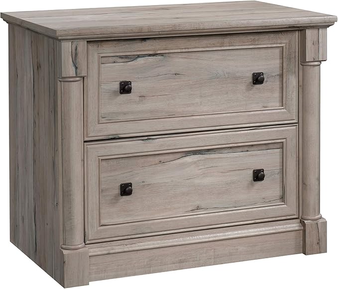 Sauder Palladia 2 Drawer File Cabinet, Lateral Filing Cabinets for Home Office, Hanging File Folders Organizer, Interlocking Drawers, in Split Oak Finish
