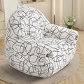 DAICO Bean Bag Chairs for Adults Bean Bag Sofa with Armrests Comfy Accent Chair White Single Lazy Floor Sofas with Foam for Living Room Reading Bedroom Gaming Office (Stripe Pattern)